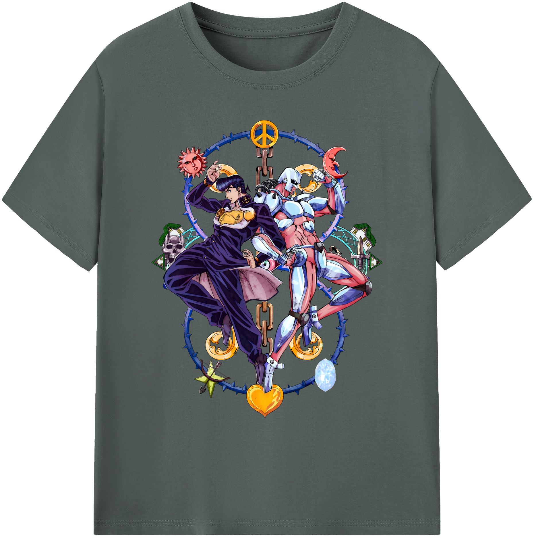 （画像用） ジョジョの奇妙な冒険 ひがしかた じょうすけ JoJo's Bizarre Adventure Higashikata Josuke 綿100％ メンズ半袖Tシャツ｜肌触りやわらか＆通気性